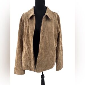 Vintage Christopher & Banks Tan Corduroy Jacket Zip Retro minimalist grunge XL